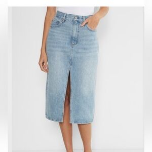 Aritiza denim forum denim midi skirt 90s halle 23
